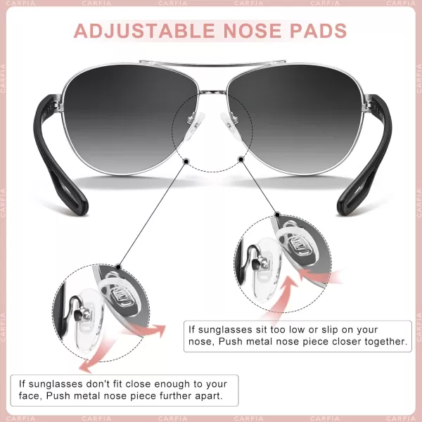CARFIA Polarized Sunglasses for Women UV Protection UltraLightweight Comfort Metal Frame Driving Glasses CA32103 Grey Gradient Lens Matte Metal Frame