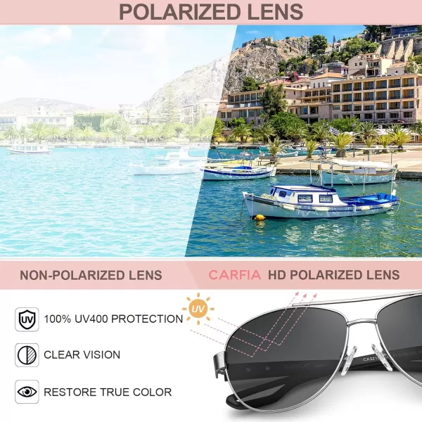 CARFIA Polarized Sunglasses for Women UV Protection UltraLightweight Comfort Metal Frame Driving Glasses CA32103 Grey Gradient Lens Matte Metal Frame