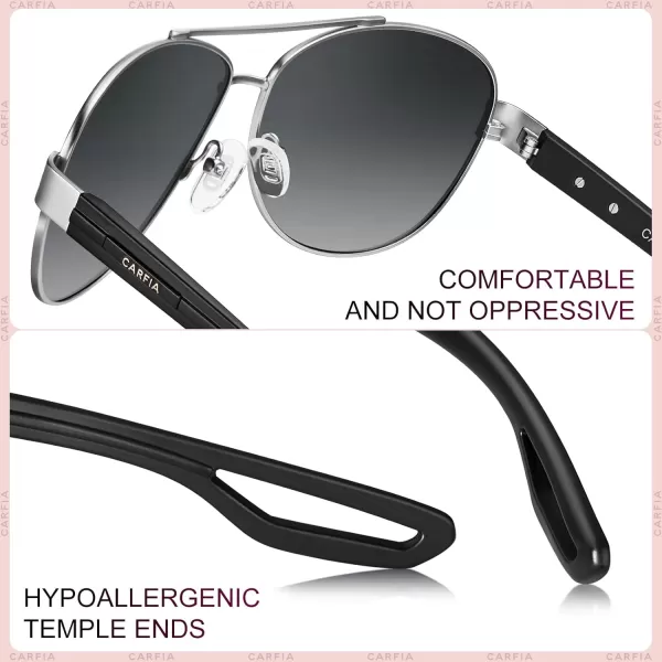 CARFIA Polarized Sunglasses for Women UV Protection UltraLightweight Comfort Metal Frame Driving Glasses CA32103 Grey Gradient Lens Matte Metal Frame