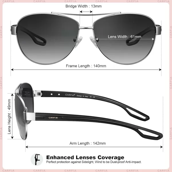 CARFIA Polarized Sunglasses for Women UV Protection UltraLightweight Comfort Metal Frame Driving Glasses CA32103 Grey Gradient Lens Matte Metal Frame
