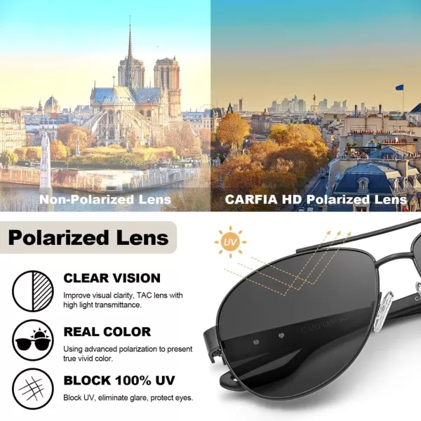 CARFIA Polarized Sunglasses for Women UV Protection UltraLightweight Comfort Metal Frame Driving Glasses CA32104 Grey Lens Matte Metal Frame