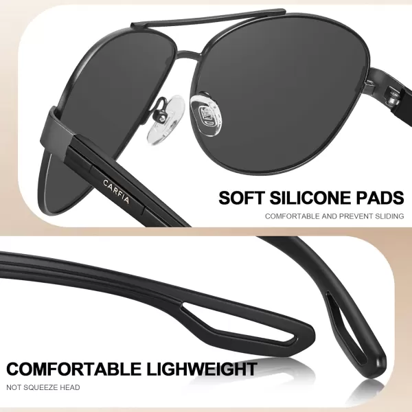 CARFIA Polarized Sunglasses for Women UV Protection UltraLightweight Comfort Metal Frame Driving Glasses CA32104 Grey Lens Matte Metal Frame