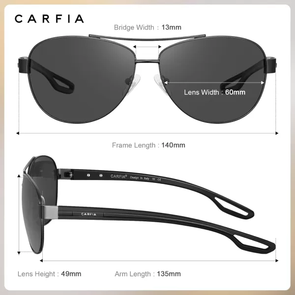 CARFIA Polarized Sunglasses for Women UV Protection UltraLightweight Comfort Metal Frame Driving Glasses CA32104 Grey Lens Matte Metal Frame