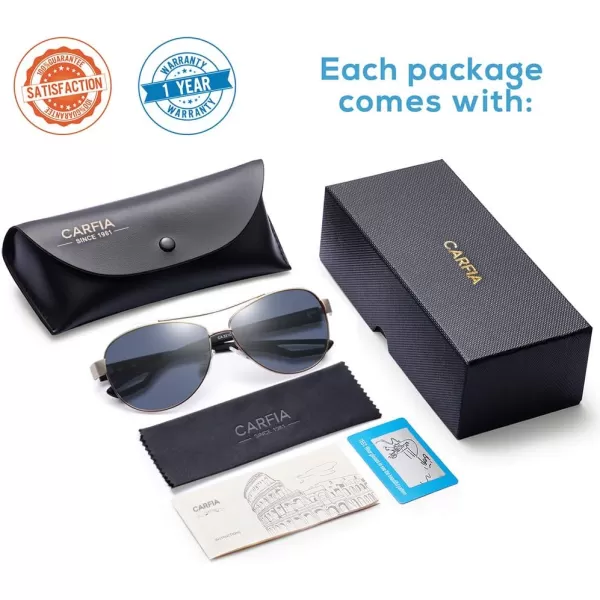 CARFIA Polarized Sunglasses for Women UV Protection UltraLightweight Comfort Metal Frame Driving Glasses CA32105 Blue Grey Lens Matte Metal Frame