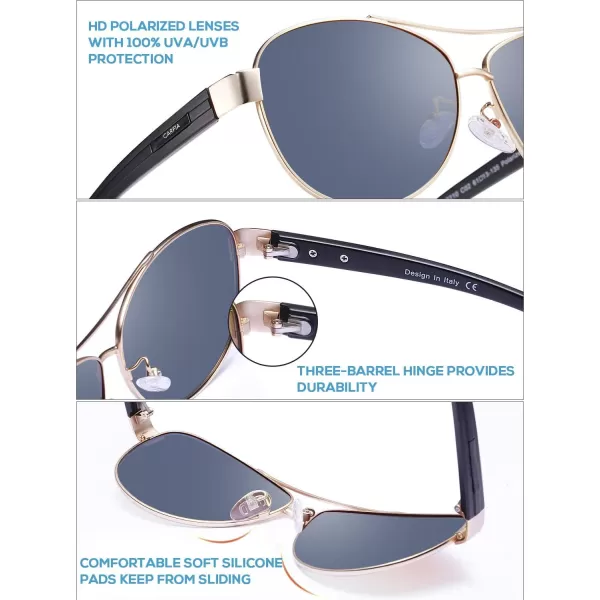 CARFIA Polarized Sunglasses for Women UV Protection UltraLightweight Comfort Metal Frame Driving Glasses CA32105 Blue Grey Lens Matte Metal Frame