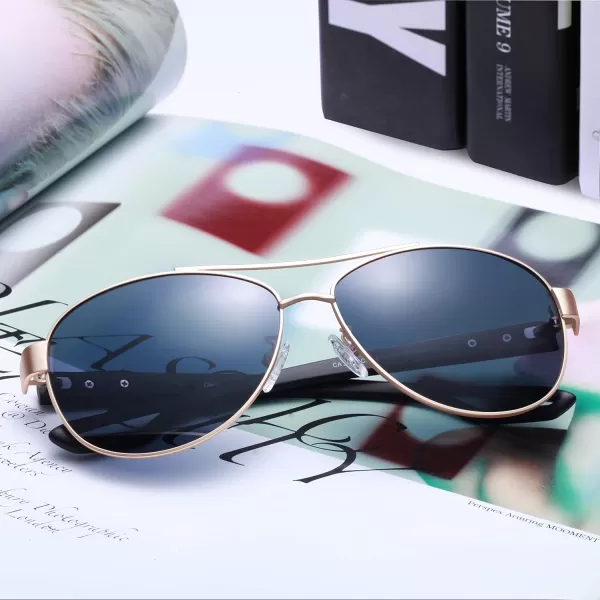 CARFIA Polarized Sunglasses for Women UV Protection UltraLightweight Comfort Metal Frame Driving Glasses CA32105 Blue Grey Lens Matte Metal Frame