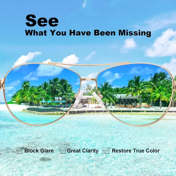 CARFIA Polarized Sunglasses for Women UV Protection UltraLightweight Comfort Metal Frame Driving Glasses CA32107 Blue Green Gradient Lens Polished Metal Frame