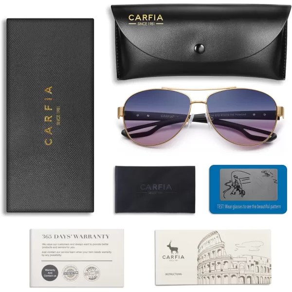 CARFIA Polarized Sunglasses for Women UV Protection UltraLightweight Comfort Metal Frame Driving Glasses CA32107 Two Tone Blue Lens