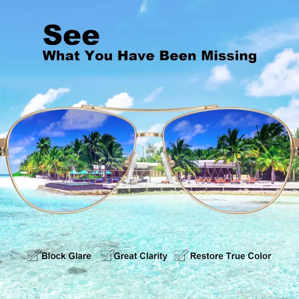 CARFIA Polarized Sunglasses for Women UV Protection UltraLightweight Comfort Metal Frame Driving Glasses CA32107 Two Tone Blue Lens
