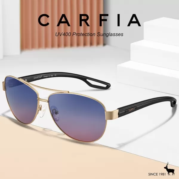 CARFIA Polarized Sunglasses for Women UV Protection UltraLightweight Comfort Metal Frame Driving Glasses CA32107 Two Tone Blue Lens