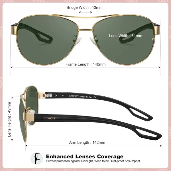 CARFIA Polarized Sunglasses for Women UV Protection UltraLightweight Comfort Metal Frame Driving Glasses CA32108 Green Lens