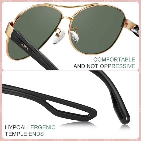 CARFIA Polarized Sunglasses for Women UV Protection UltraLightweight Comfort Metal Frame Driving Glasses CA32108 Green Lens