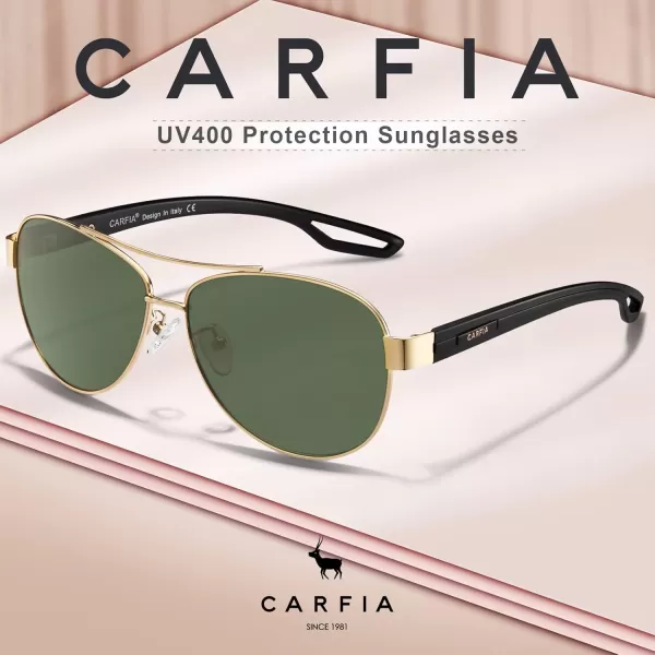 CARFIA Polarized Sunglasses for Women UV Protection UltraLightweight Comfort Metal Frame Driving Glasses CA32108 Green Lens