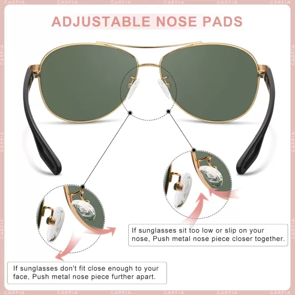 CARFIA Polarized Sunglasses for Women UV Protection UltraLightweight Comfort Metal Frame Driving Glasses CA32108 Green Lens