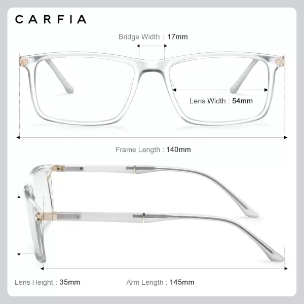 CARFIA Rectangle Blue Light Blocking Glasses for Men UV Protection Computer Gaming GlassesClear Frame