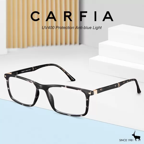 CARFIA Rectangle Blue Light Blocking Glasses for Men UV Protection Computer Gaming GlassesLeopard Frame