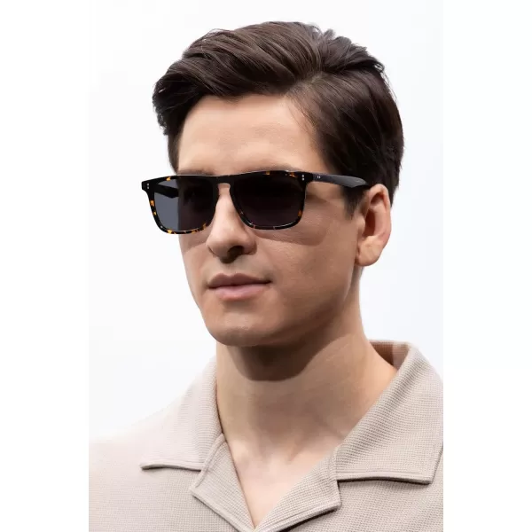 CARFIA Retro Polarized Sunglasses for Men UV Protection Handcrafted Acetate Frame Fashion Cool Sun Glasses CA535725 Tortoise Frame Grey Lens