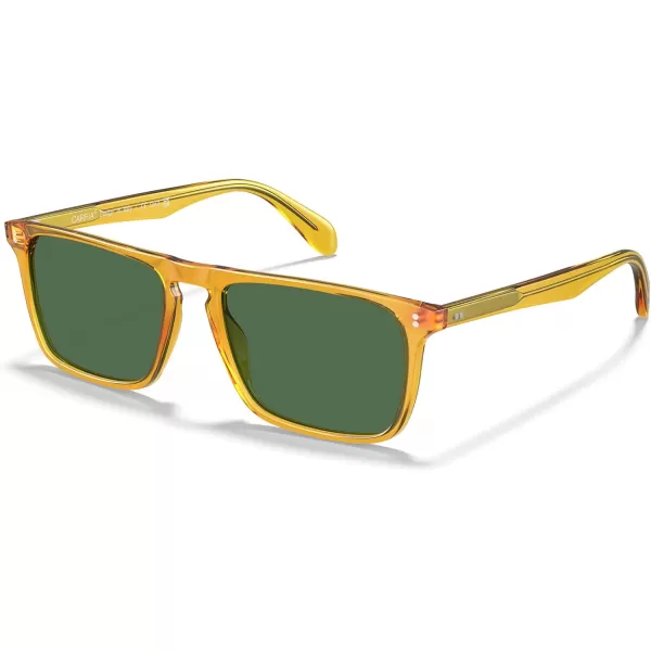 CARFIA Retro Polarized Sunglasses for Men UV Protection Handcrafted Acetate Frame Fashion Cool Sun Glasses CA535727 Transparent Yellow Frame Green Lens