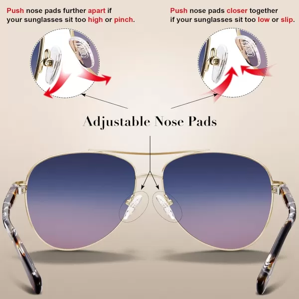 CARFIA Retro Trendy Pilot Sunglasses for Women Polarized UV Protection Lightweight Outdoor Driving Lady Sunnies Metal Frame21 Gold Frame Twotones Lenstortoise Legs