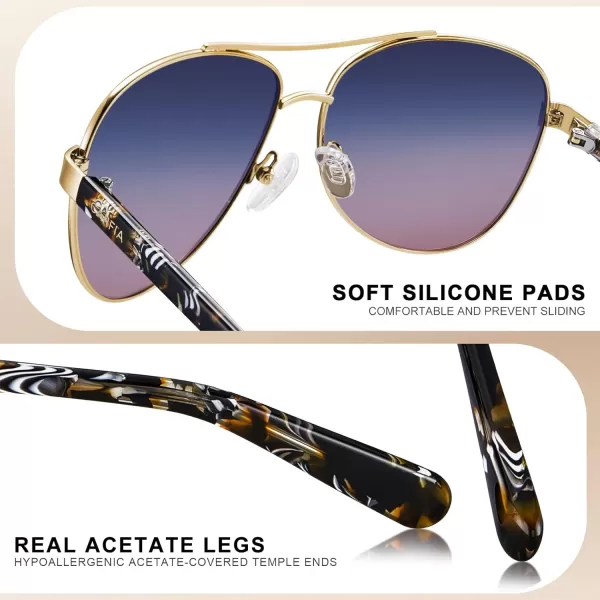 CARFIA Retro Trendy Pilot Sunglasses for Women Polarized UV Protection Lightweight Outdoor Driving Lady Sunnies Metal Frame21 Gold Frame Twotones Lenstortoise Legs