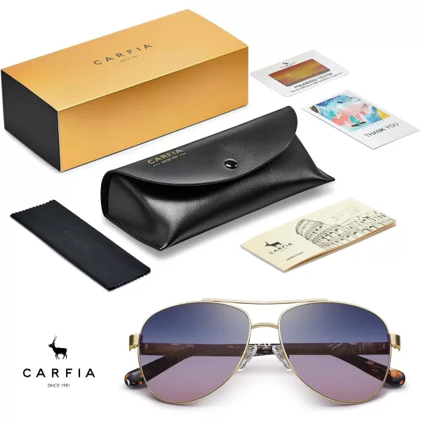 CARFIA Retro Trendy Pilot Sunglasses for Women Polarized UV Protection Lightweight Outdoor Driving Lady Sunnies Metal Frame21 Gold Frame Twotones Lenstortoise Legs