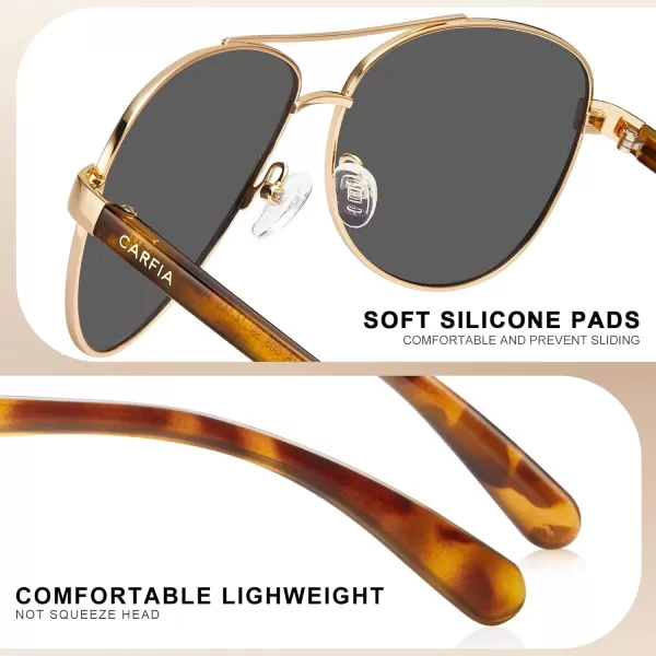 CARFIA Retro Trendy Pilot Sunglasses for Women Polarized UV Protection Lightweight Outdoor Driving Lady Sunnies Metal Frame3 Gold Frame Grey Lens