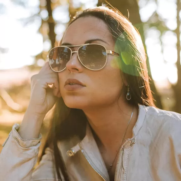 CARFIA Retro Trendy Pilot Sunglasses for Women Polarized UV Protection Lightweight Outdoor Driving Lady Sunnies Metal Frame4 Gold Frame Gradient Brown Lens
