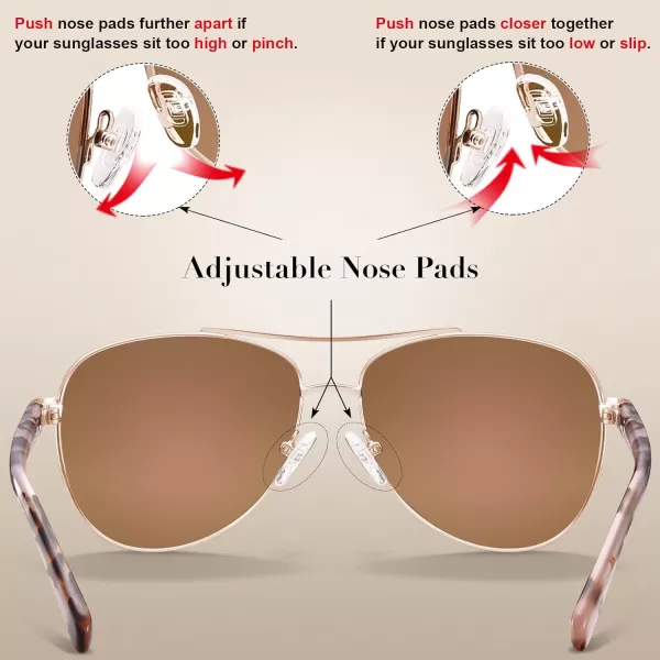 CARFIA Retro Trendy Pilot Sunglasses for Women Polarized UV Protection Lightweight Outdoor Driving Lady Sunnies Metal Frame5 Rose Gold Frame Pink Mirrored