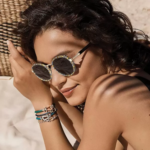 CARFIA Round Polarized Sunglasses for Women AcetateMetal Frame UV Protection Stylish Designer Eyewear CA1951Black  White and Yellow Checkered Line Frame