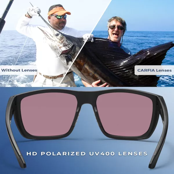 CARFIA Sport Cycling Polarized Sunglasses for Men Driving Fishing Hiking Boating Square Wrapround GlassesBlack Frame Green Mirror