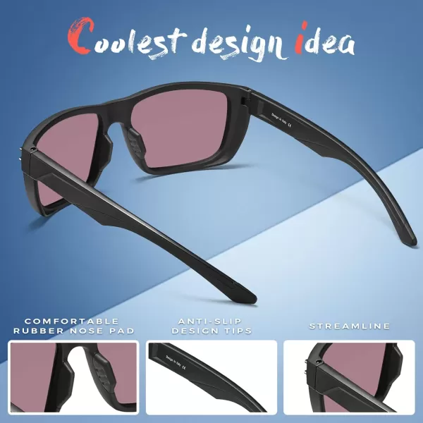 CARFIA Sport Cycling Polarized Sunglasses for Men Driving Fishing Hiking Boating Square Wrapround GlassesBlack Frame Green Mirror