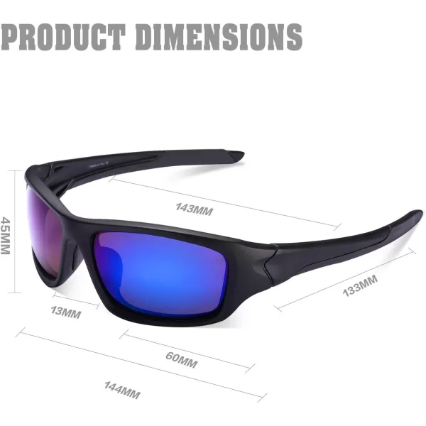 CARFIA Sports Polarized Sunglasses Cycling Running Fishing Sunglasses for Men Women Safety Glasses Goggles Shades 051Blue Mirror