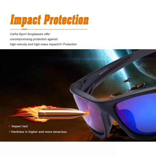 CARFIA Sports Polarized Sunglasses Cycling Running Fishing Sunglasses for Men Women Safety Glasses Goggles Shades 051Blue Mirror