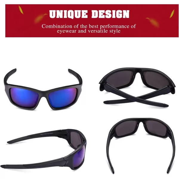 CARFIA Sports Polarized Sunglasses Cycling Running Fishing Sunglasses for Men Women Safety Glasses Goggles Shades 051Blue Mirror