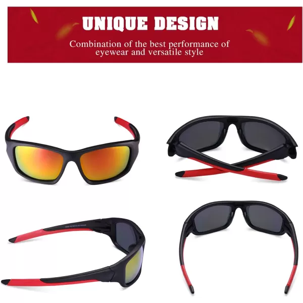 CARFIA Sports Polarized Sunglasses Cycling Running Fishing Sunglasses for Men Women Safety Glasses Goggles Shades 051Rainbow Mirror