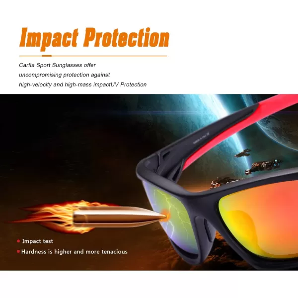 CARFIA Sports Polarized Sunglasses Cycling Running Fishing Sunglasses for Men Women Safety Glasses Goggles Shades 051Rainbow Mirror