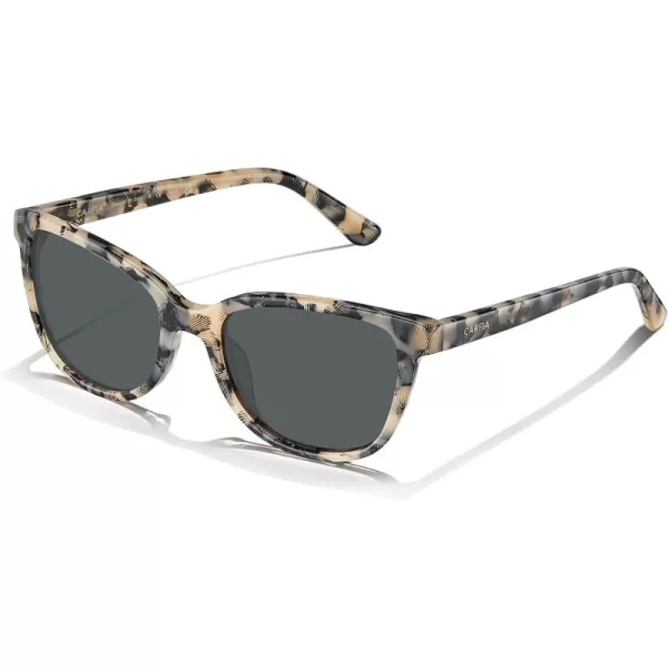 CARFIA Cat Eye Acetate Womens Polarized Sunglasses Small Face Trendy Shades UV Protection Hypoallergenic Handcrafted CA52873 Beige Frame Grey Lens