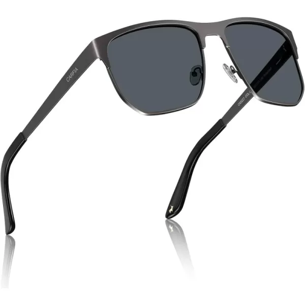 CARFIA Metal Trendy Square Polarized Sunglasses for Men UV400 Protection Driving Golfing Outdoor Eyewear CA5227Black Gun Gradient Grey Lens