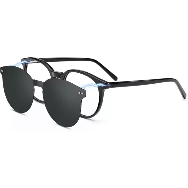 CARFIA Nonprescription Eyeglasses Mens Glasses Frames ampamp Clip on Magnetic Polarized Sunglasses Lens CF5063