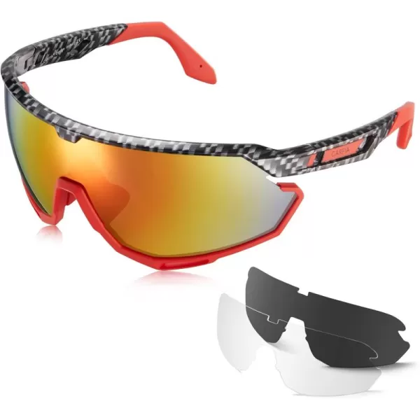 CARFIA Polarized Cycling Glasses Sport Sunglasses for Men 100 UV Blocking Goggles SunglassesRed
