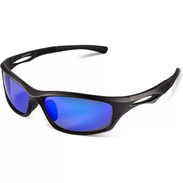 CARFIA Polarized Sports Sunglasses for Cycling Fishing Running Driving 100 UV400 Protection Safety Glasses 009Blue Mirror Black Frame
