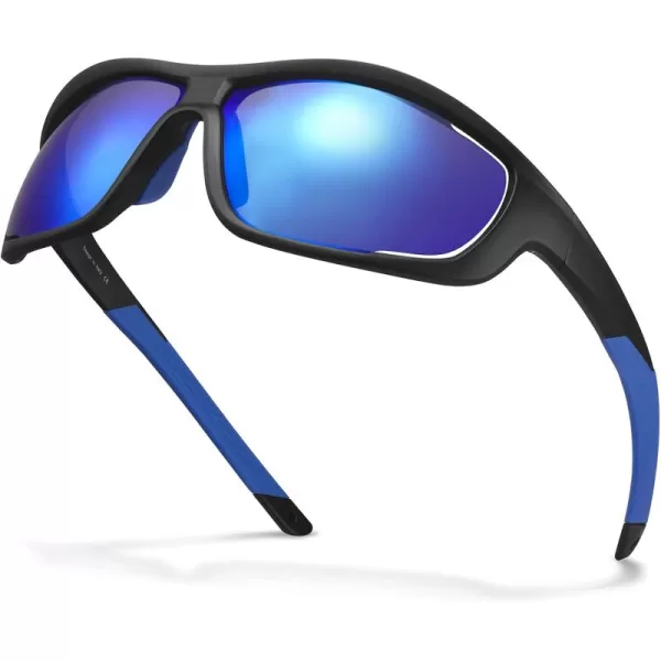 CARFIA Polarized Sports Sunglasses for Men and Women TR90 Lightweight Cool Frame Driving Cycling Running Fishing EyewearA5 Blue Mirrored Polarized Lens