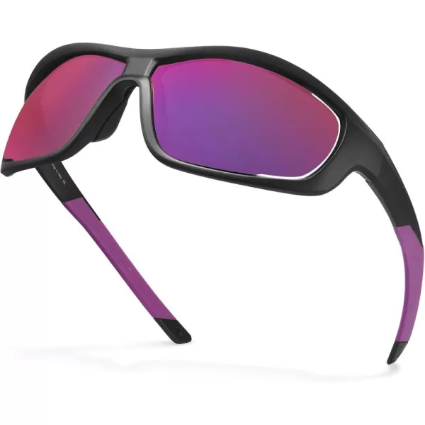 CARFIA Polarized Sports Sunglasses for Men and Women TR90 Lightweight Cool Frame Driving Cycling Running Fishing EyewearA6 Purple Red Mirrored Polarized Lens
