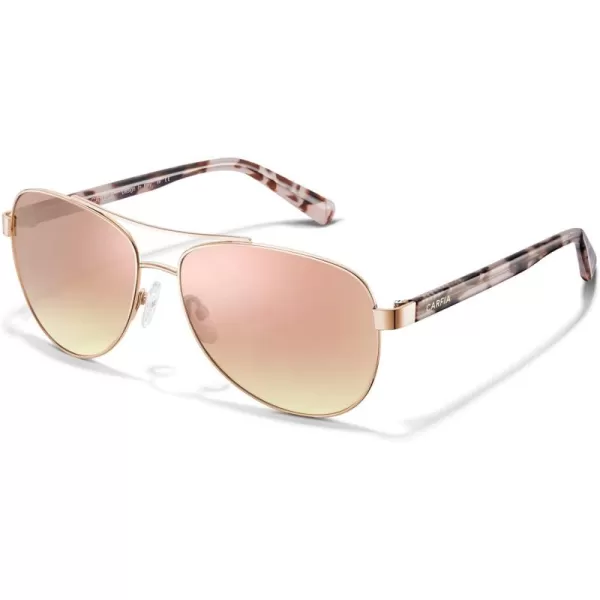 CARFIA Polarized Sunglasses for Women UV Protection Acetate Arms Metal Frame Womans Shades CA32162 Pink Flash Mirror Tortoise Arm