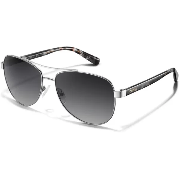 CARFIA Polarized Sunglasses for Women UV Protection Acetate Arms Metal Frame Womans Shades CA32165 Grey Gradient Lens Grey Tortoise Arm