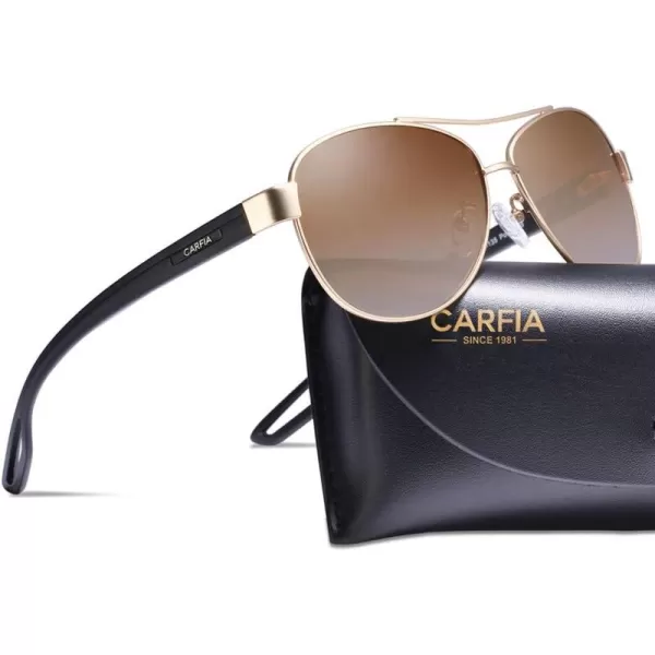 CARFIA Polarized Sunglasses for Women UV Protection UltraLightweight Comfort Metal Frame Driving Glasses CA32102 Brown Gradient Lens Matte Metal Frame