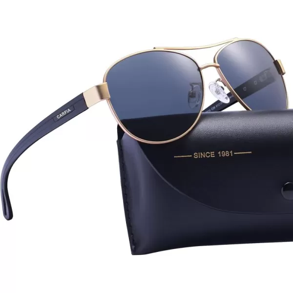 CARFIA Polarized Sunglasses for Women UV Protection UltraLightweight Comfort Metal Frame Driving Glasses CA32105 Blue Grey Lens Matte Metal Frame