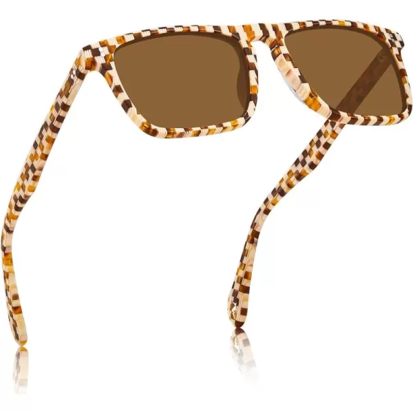 CARFIA Retro Polarized Sunglasses for Men UV Protection Handcrafted Acetate Frame Fashion Cool Sun Glasses CA5357282 Tortoise Frame Brown Lens