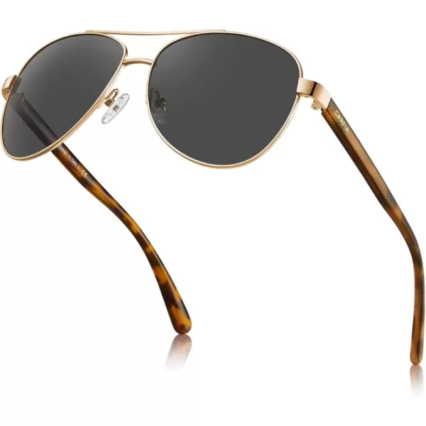 CARFIA Retro Trendy Pilot Sunglasses for Women Polarized UV Protection Lightweight Outdoor Driving Lady Sunnies Metal Frame3 Gold Frame Grey Lens