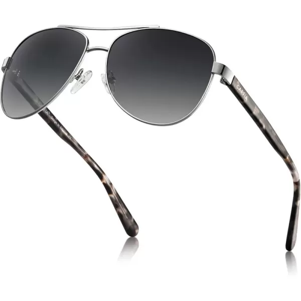 CARFIA Retro Trendy Pilot Sunglasses for Women Polarized UV Protection Lightweight Outdoor Driving Lady Sunnies Metal Frame50 Silver Frame Gradient Grey Lens